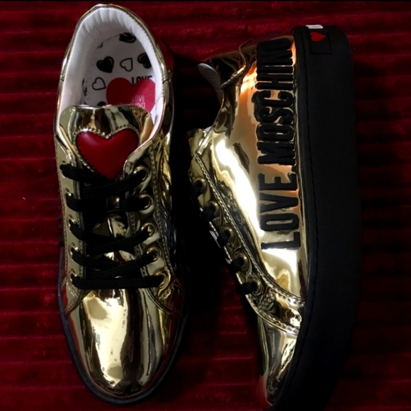 Love Moschino Metallic Golden Sneakers - Picture 2 of 5